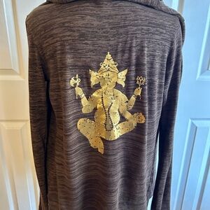 Soft knit cardigan with gold Ganesha